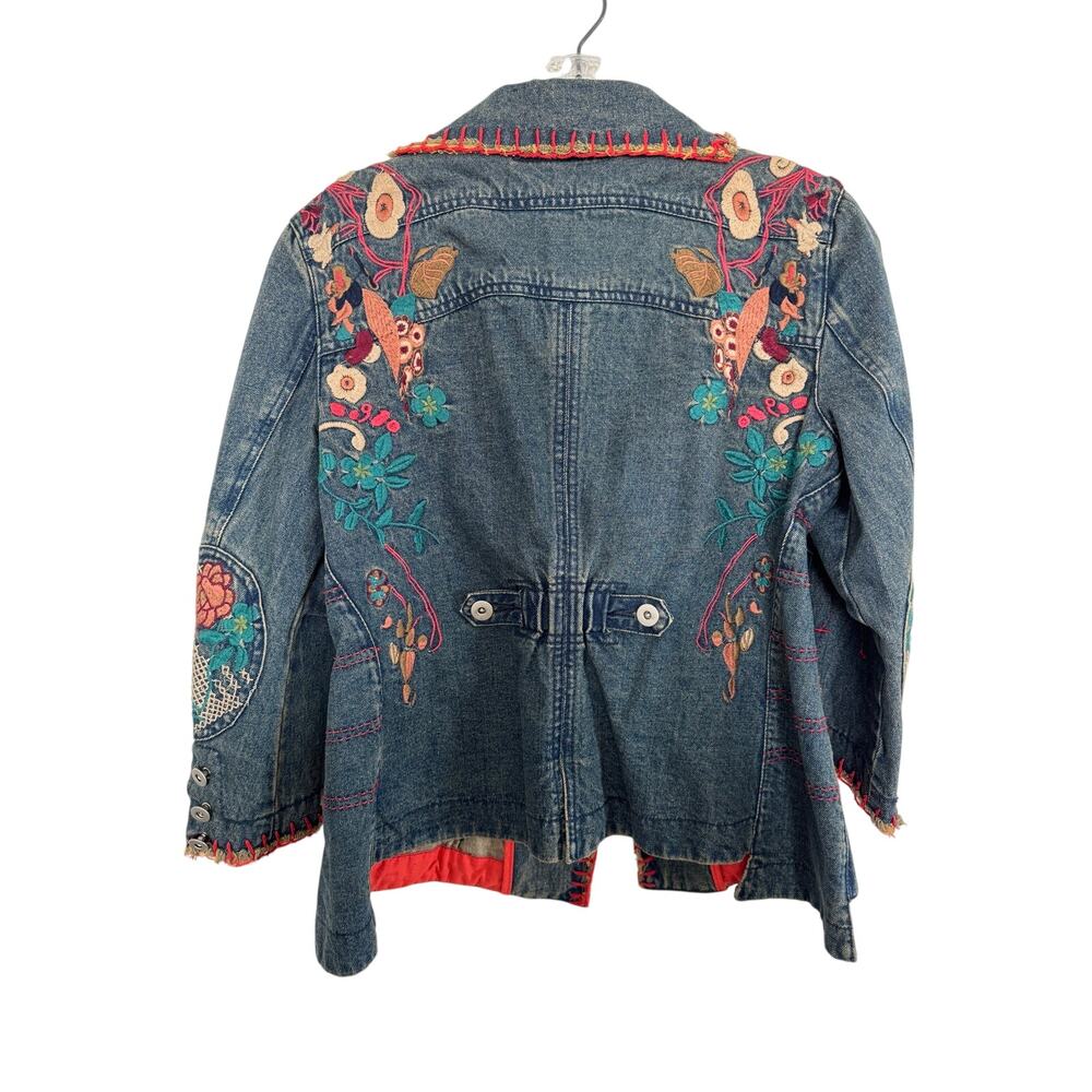 Marc Jacobs Vintage Embroidered Denim Jacket Boho Floral Size 6 - Picture 6 of 9
